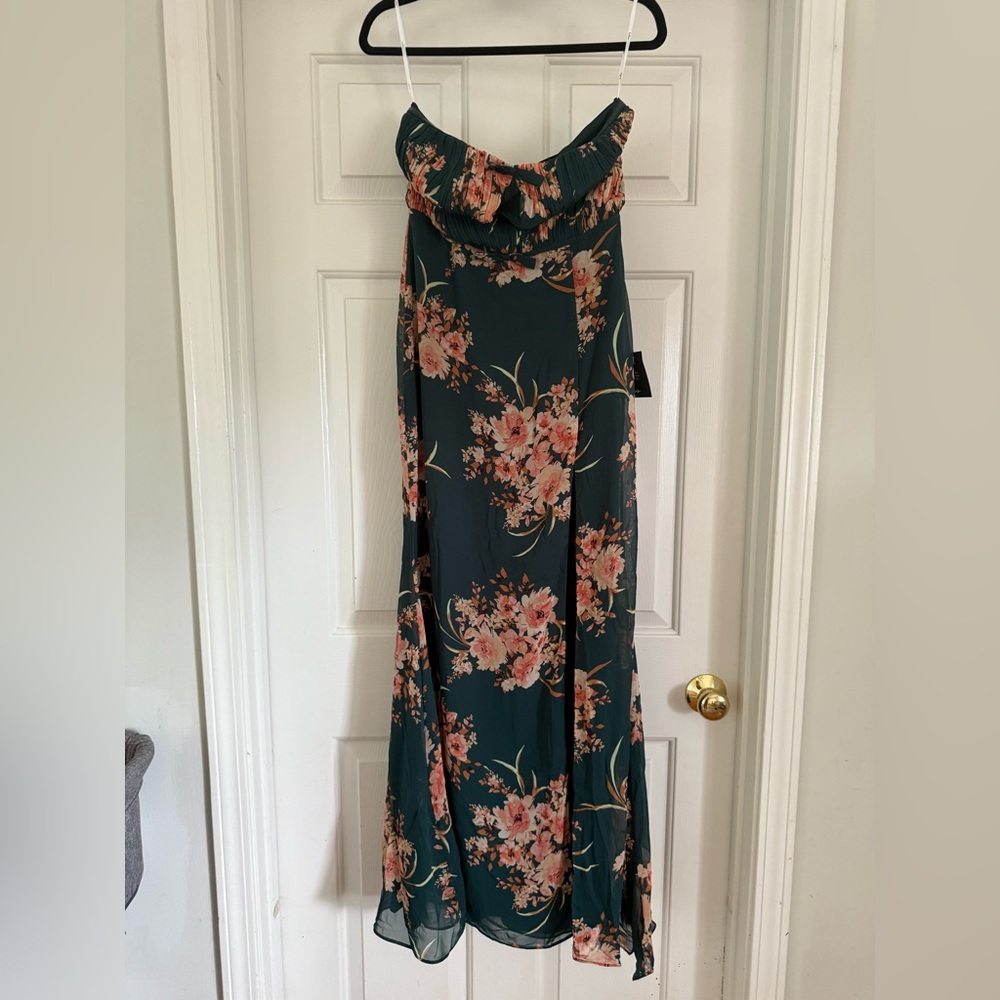 Lulu's Dark Teal Floral Maxi Dress